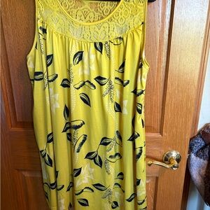 Yellow Floral Sleeveless Dress